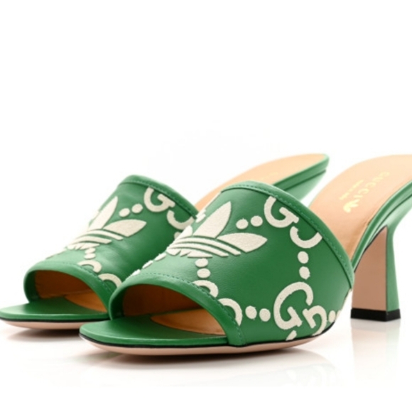 Gucci × Adidas Green Leather  Sandals size 42 - Picture 1 of 7